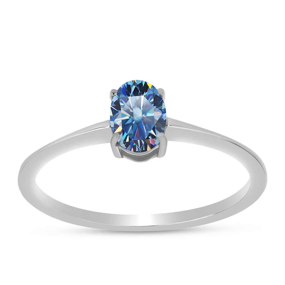 Silberring mit Ozeanblauem Moissanit 3 