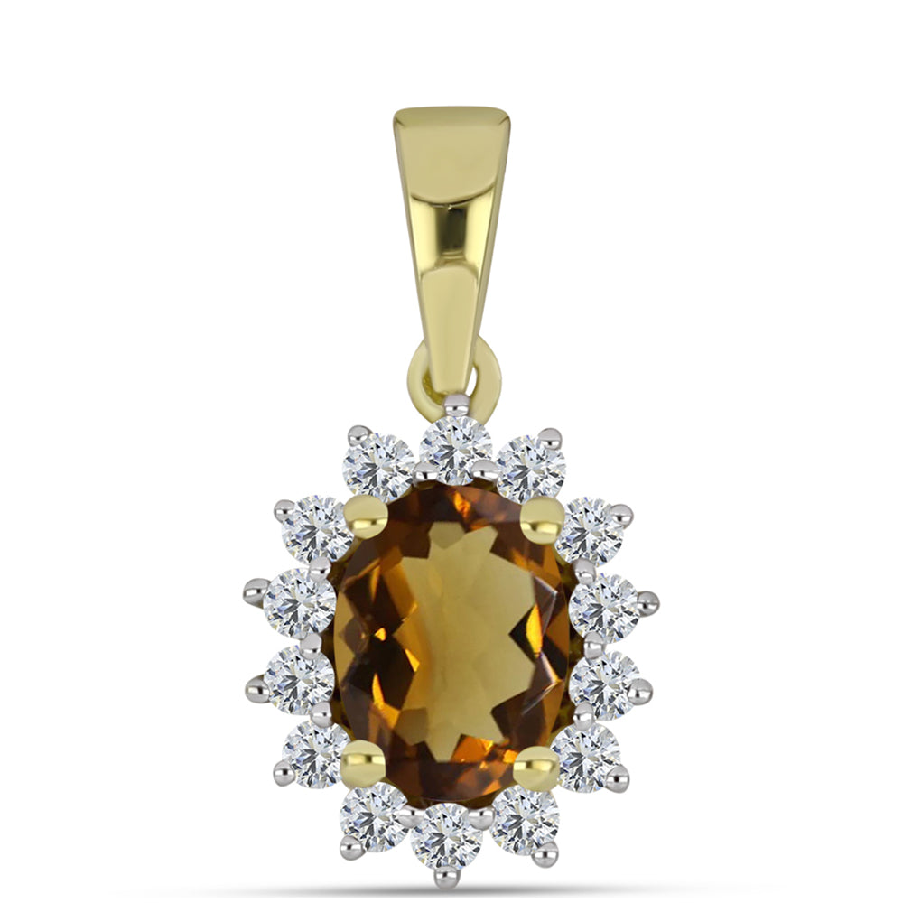 Goldplattierter Silberanhänger mit Cognac-Quarz und weißem Topas 1 