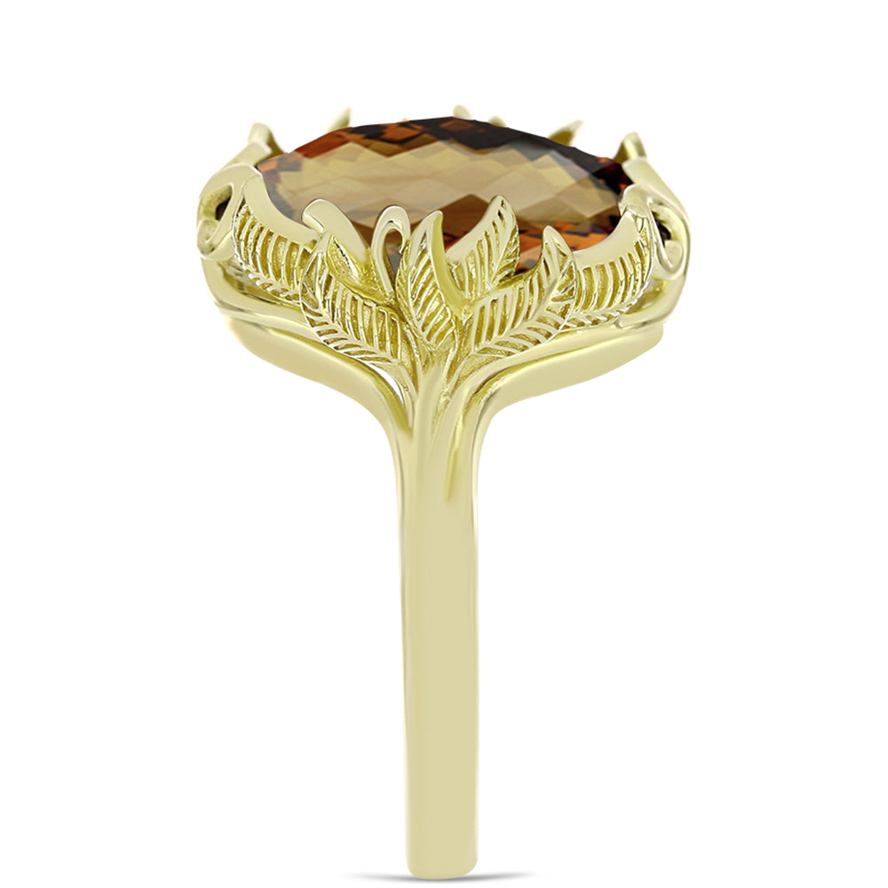 Goldplattierter Silberring mit Cognac-Quarz 4 