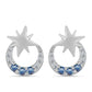 Silberohrringe mit Ozeanblauem Moissanit und weißem Topas