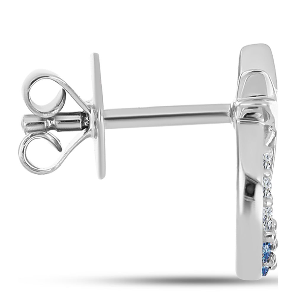 Silberohrringe mit Ozeanblauem Moissanit und weißem Topas 2 