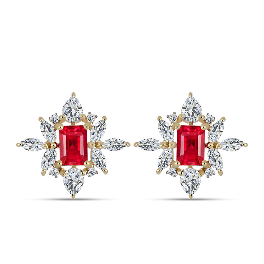 Goldplattierte Silberohrringe mit rotem Achat und weißem Topas