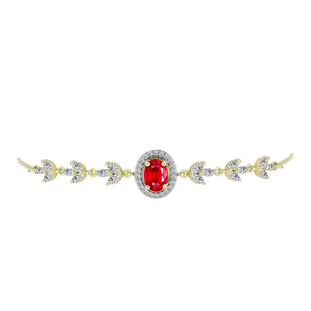 Goldplattiertes Silberarmband mit rotem Achat und weißem Topas 2 