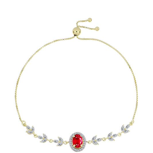 Goldplattiertes Silberarmband mit rotem Achat und weißem Topas