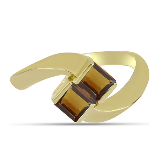 Goldplattierter Silberring mit Cognac-Quarz