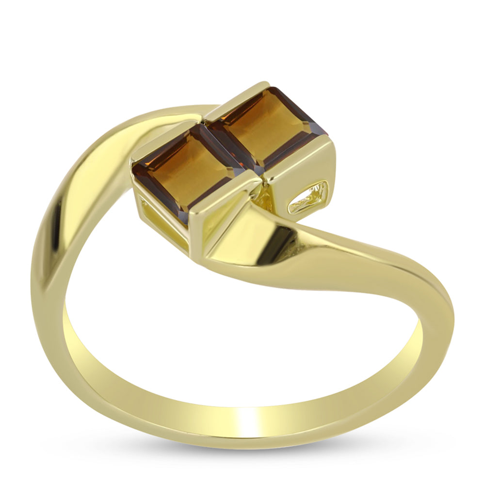 Goldplattierter Silberring mit Cognac-Quarz 3 