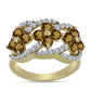 Goldplattierter Silberring mit Cognac-Quarz und weißem Topas