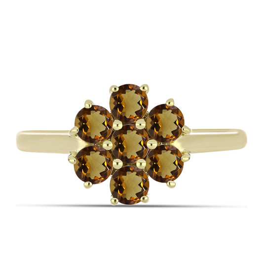 Goldplattierter Silberring mit Cognac-Quarz