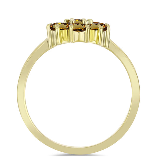 Goldplattierter Silberring mit Cognac-Quarz