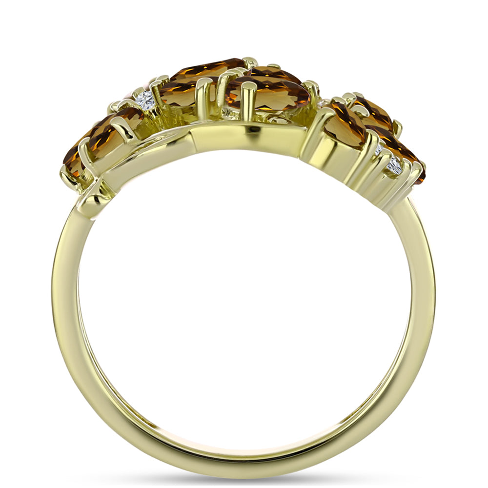 Goldplattierter Silberring mit Cognac-Quarz und weißem Topas 2 