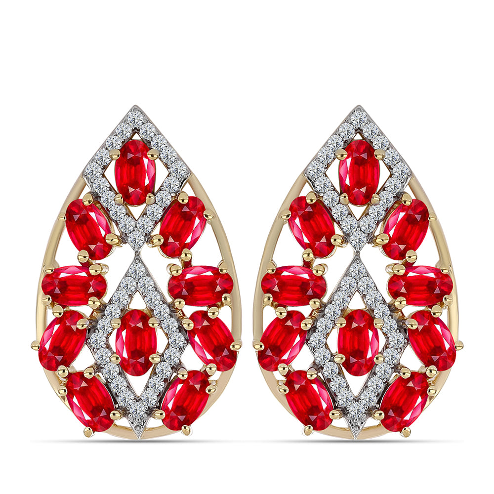 Goldplattierte Silberohrringe mit rotem Achat und weißem Topas 1 