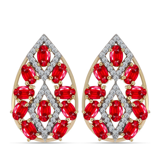 Goldplattierte Silberohrringe mit rotem Achat und weißem Topas