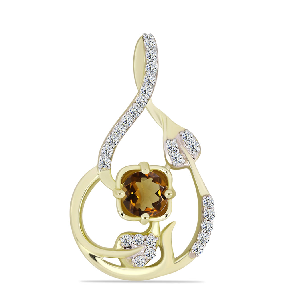 Goldplattierter Silberanhänger mit Cognac-Quarz und weißem Topas 1 