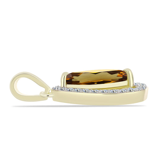 Goldplattierter Silberanhänger mit Cognac-Quarz und weißem Topas
