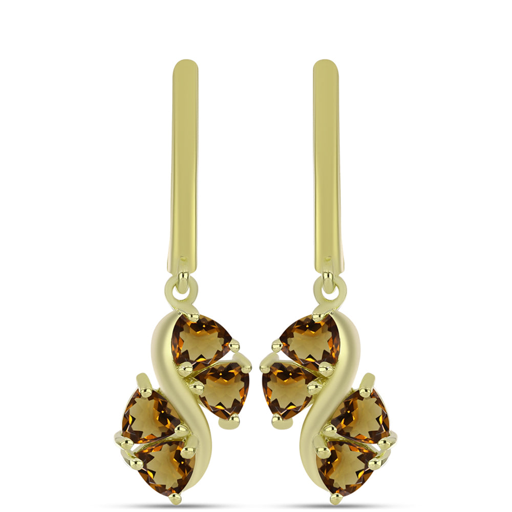 Goldplattierte Silberohrringe mit Cognac-Quarz