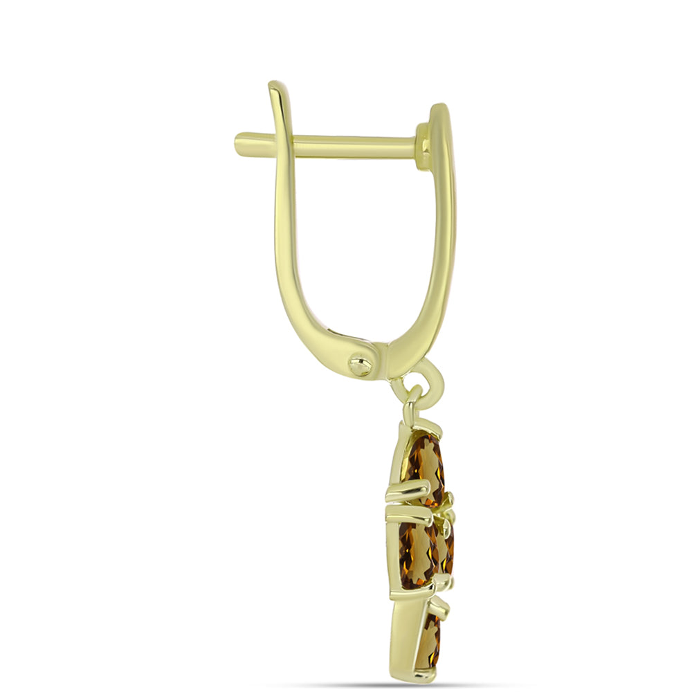 Goldplattierte Silberohrringe mit Cognac-Quarz 2 