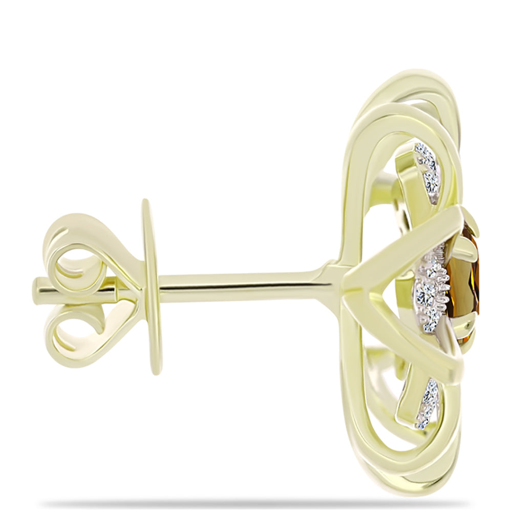 Goldplattierte Silberohrringe mit Cognac-Quarz und weißem Topas 2 