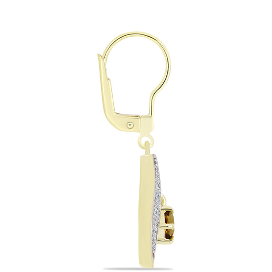 Goldplattierte Silberohrringe mit Cognac-Quarz und weißem Topas