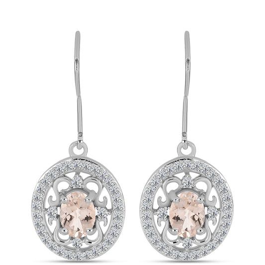 Silberohrringe mit Morganit aus Gozareh und weißem Topas