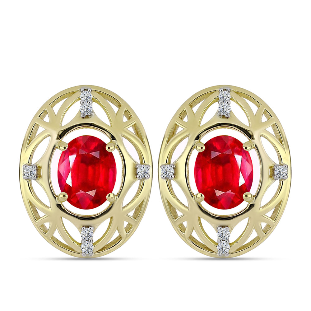 Goldplattierte Silberohrringe mit rotem Achat und weißem Topas 1 
