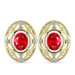 Goldplattierte Silberohrringe mit rotem Achat und weißem Topas
