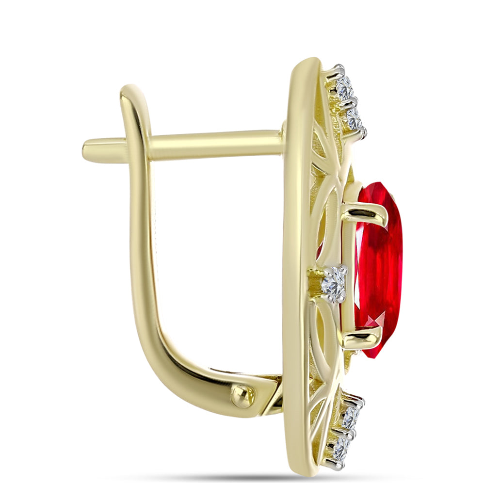 Goldplattierte Silberohrringe mit rotem Achat und weißem Topas 2 