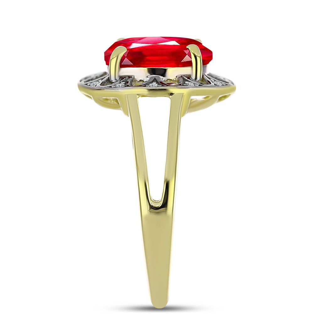 Goldplattierter Silberring mit rotem Achat und weißem Topas 4 
