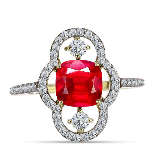 Goldplattierter Silberring mit rotem Achat und weißem Topas