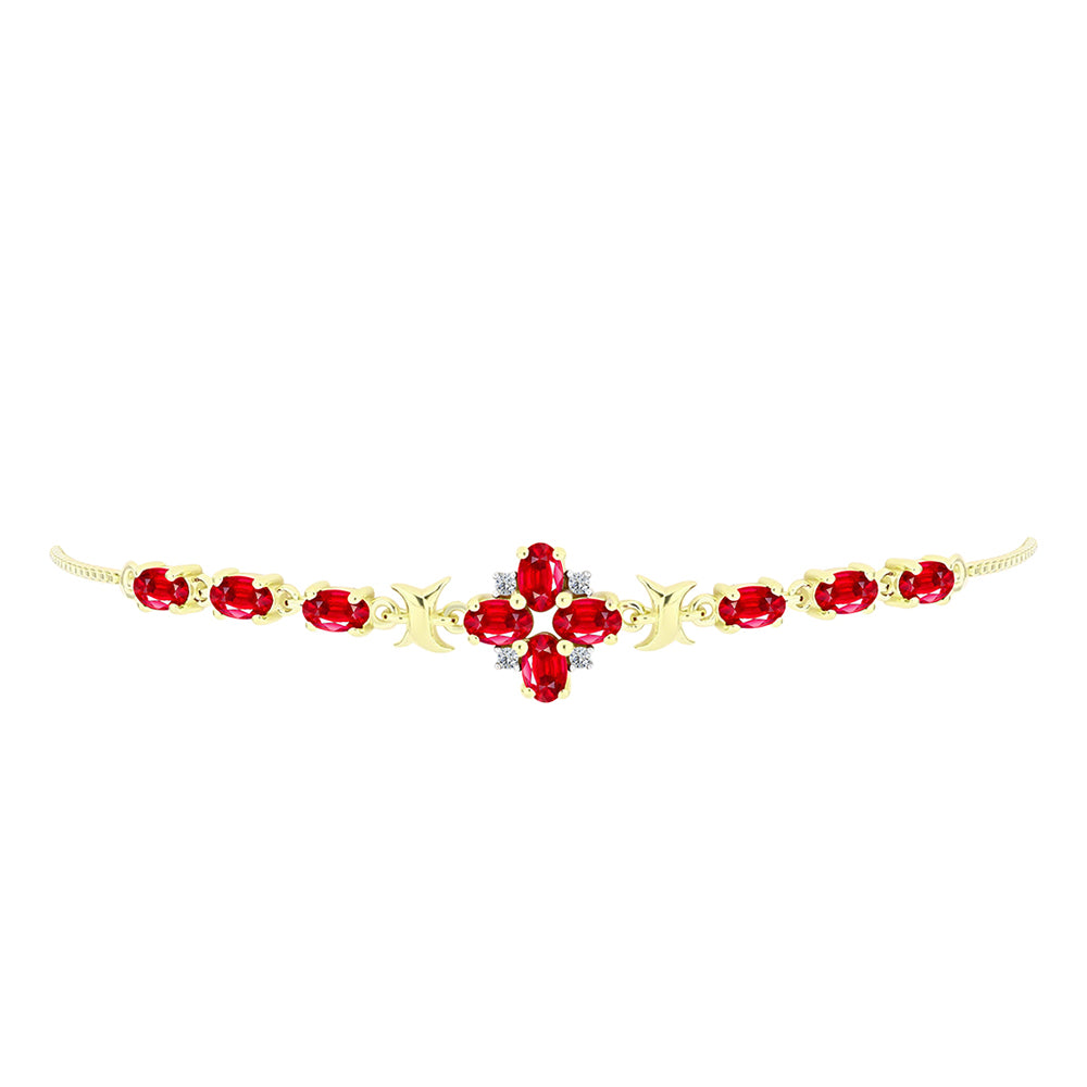 Goldplattiertes Silberarmband mit rotem Achat und weißem Topas