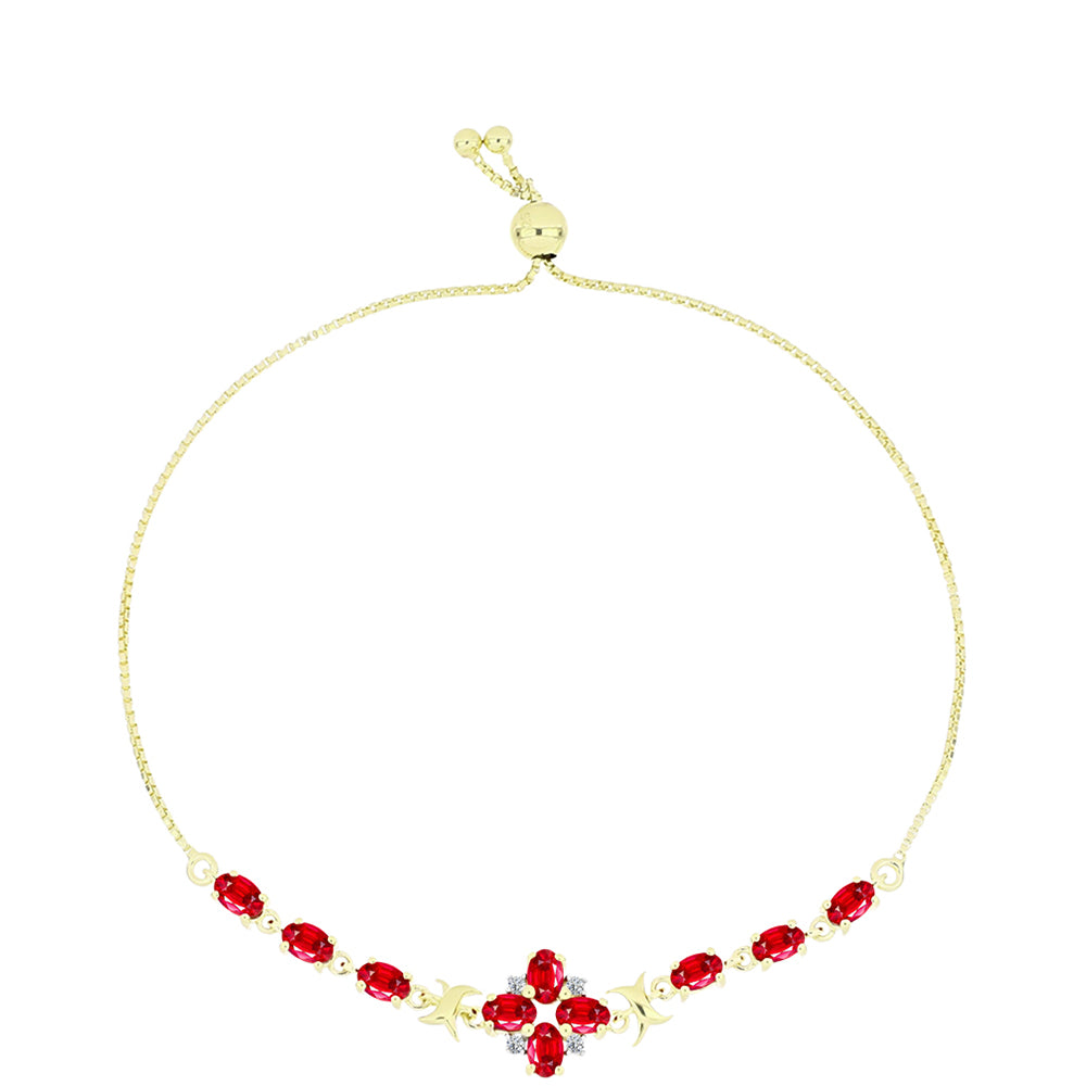 Goldplattiertes Silberarmband mit rotem Achat und weißem Topas 1 