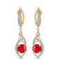 Goldplattierte Silberohrringe mit rotem Achat und weißem Topas