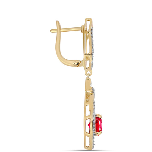 Goldplattierte Silberohrringe mit rotem Achat und weißem Topas