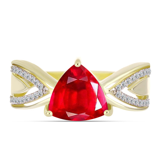 Goldplattierter Silberring mit rotem Achat und weißem Topas