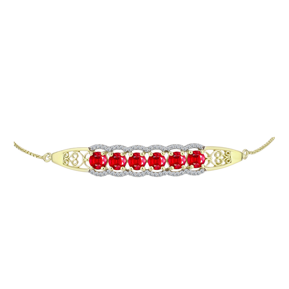 Goldplattiertes Silberarmband mit rotem Achat und weißem Topas