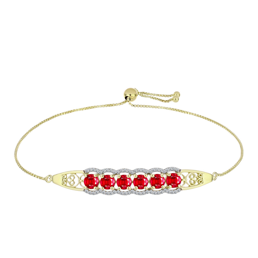 Goldplattiertes Silberarmband mit rotem Achat und weißem Topas