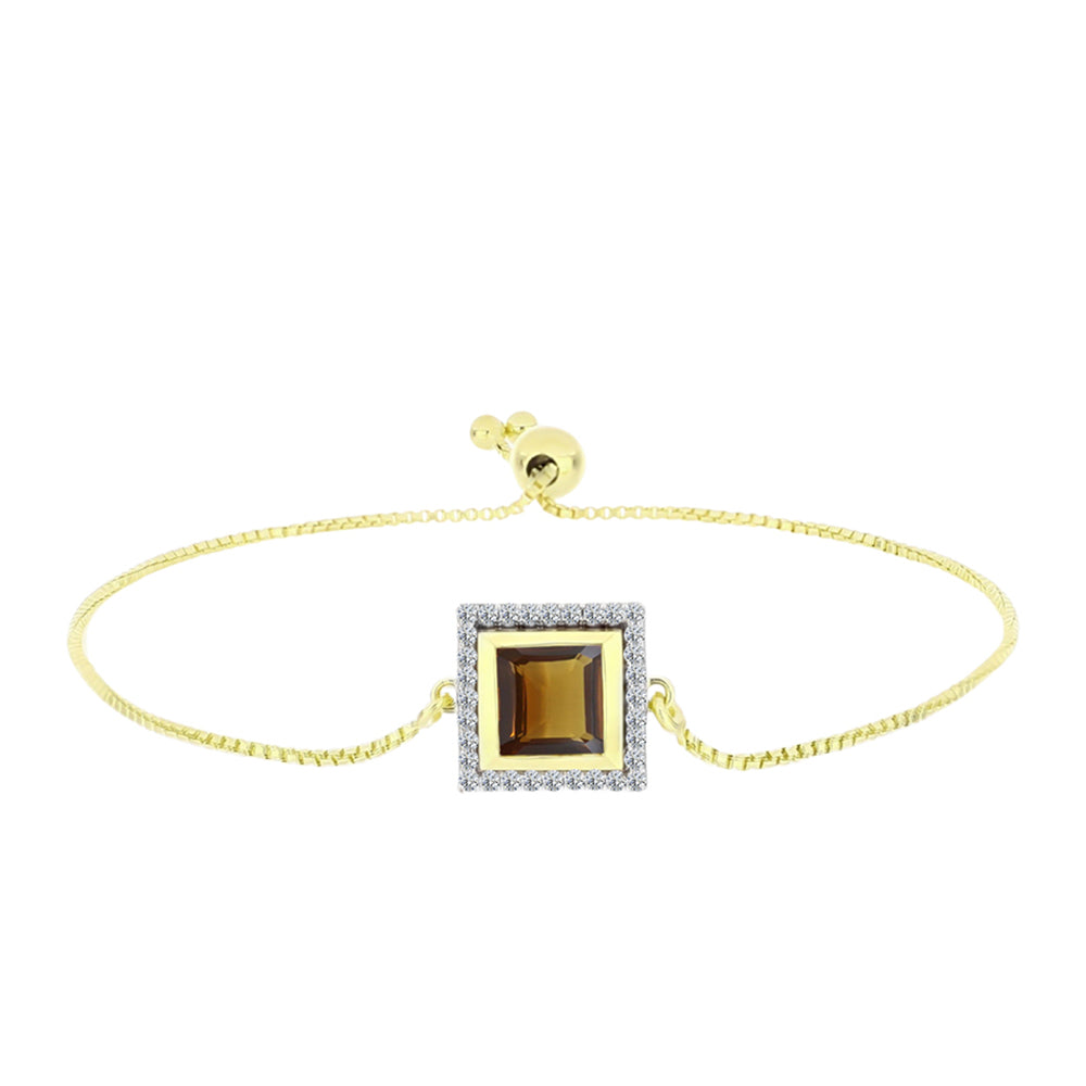 Goldplattiertes Silberarmband mit Cognac-Quarz und weißem Topas 1 