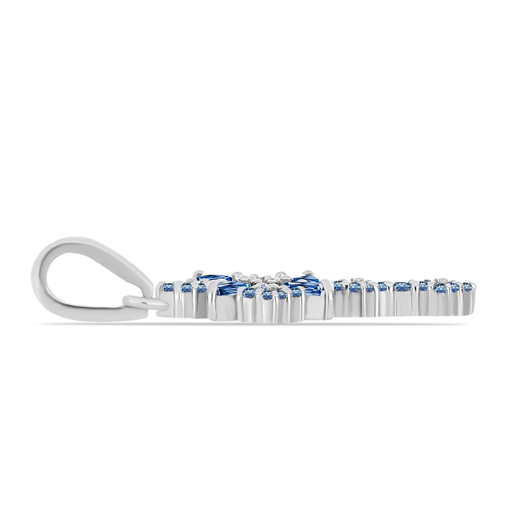 Silberanhänger mit Ozeanblauem Moissanit 2 