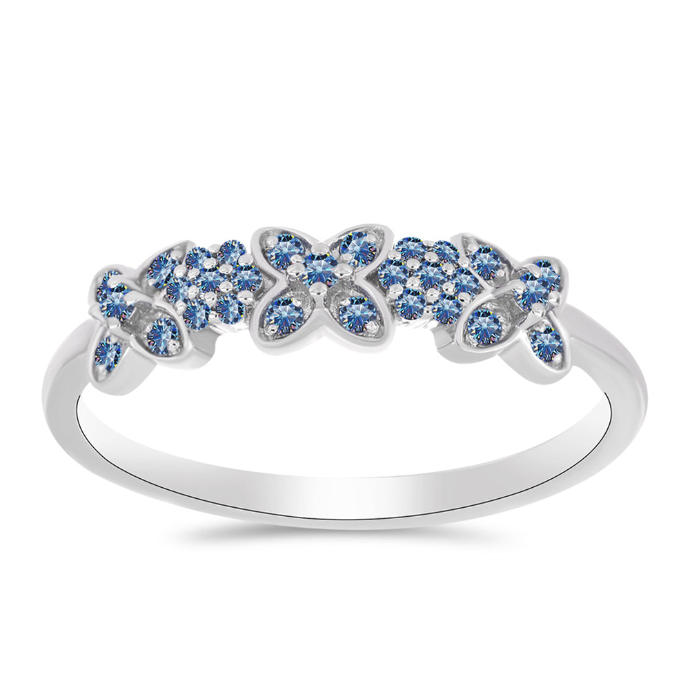 Silberring mit Ozeanblauem Moissanit