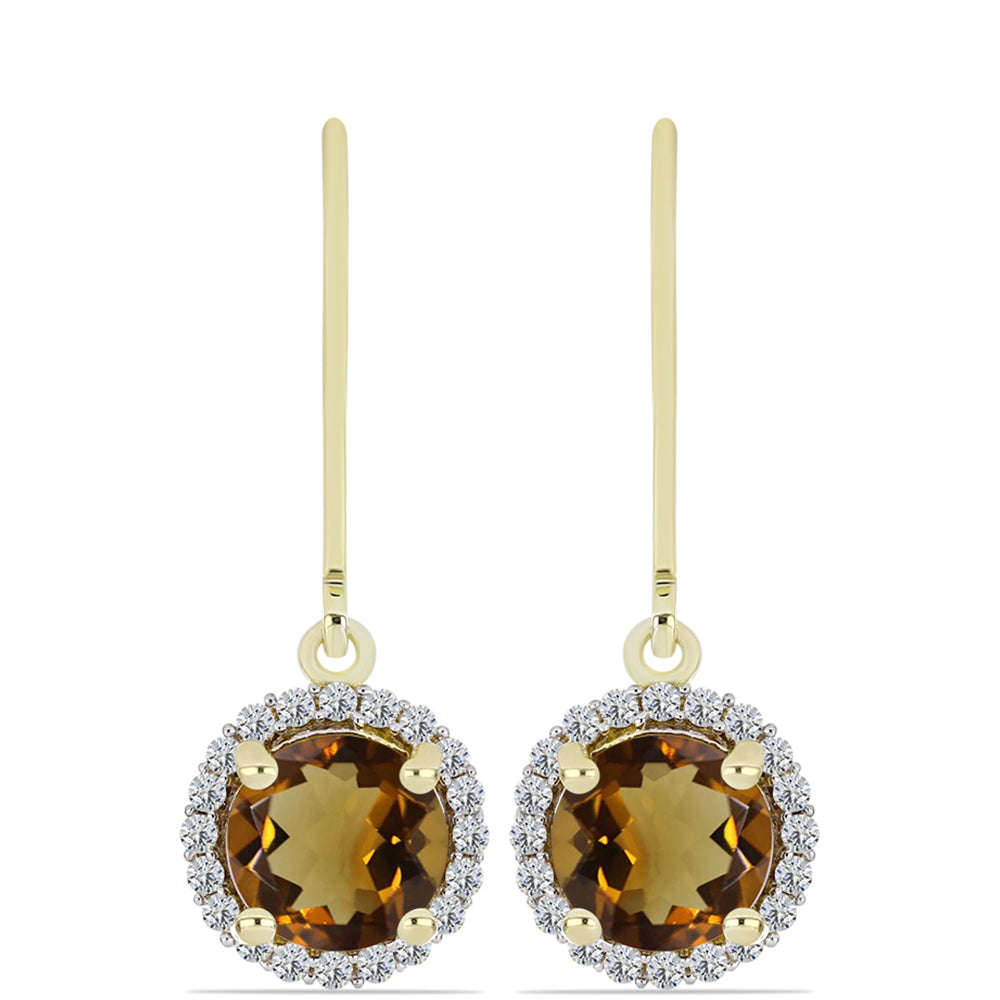 Goldplattierte Silberohrringe mit Cognac-Quarz und weißem Topas 1 