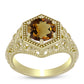 Goldplattierter Silberring mit Cognac-Quarz