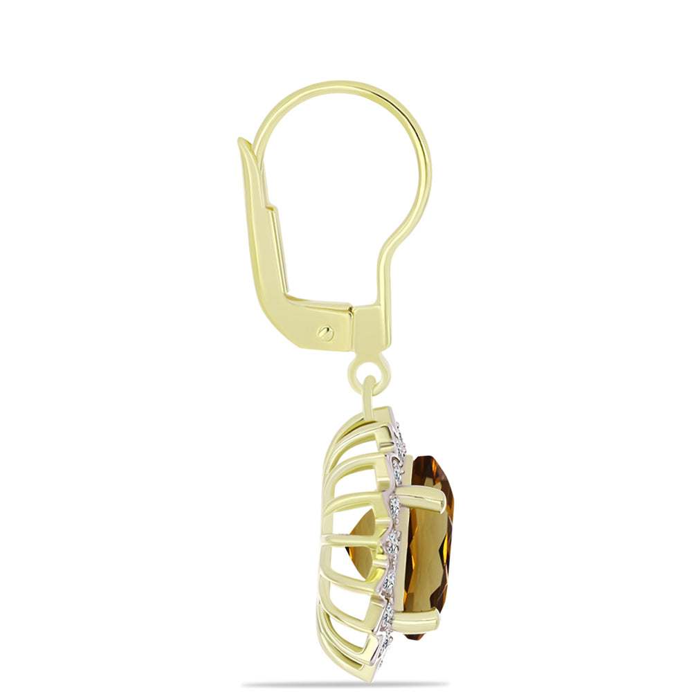 Goldplattierte Silberohrringe mit Cognac-Quarz und weißem Topas 2 