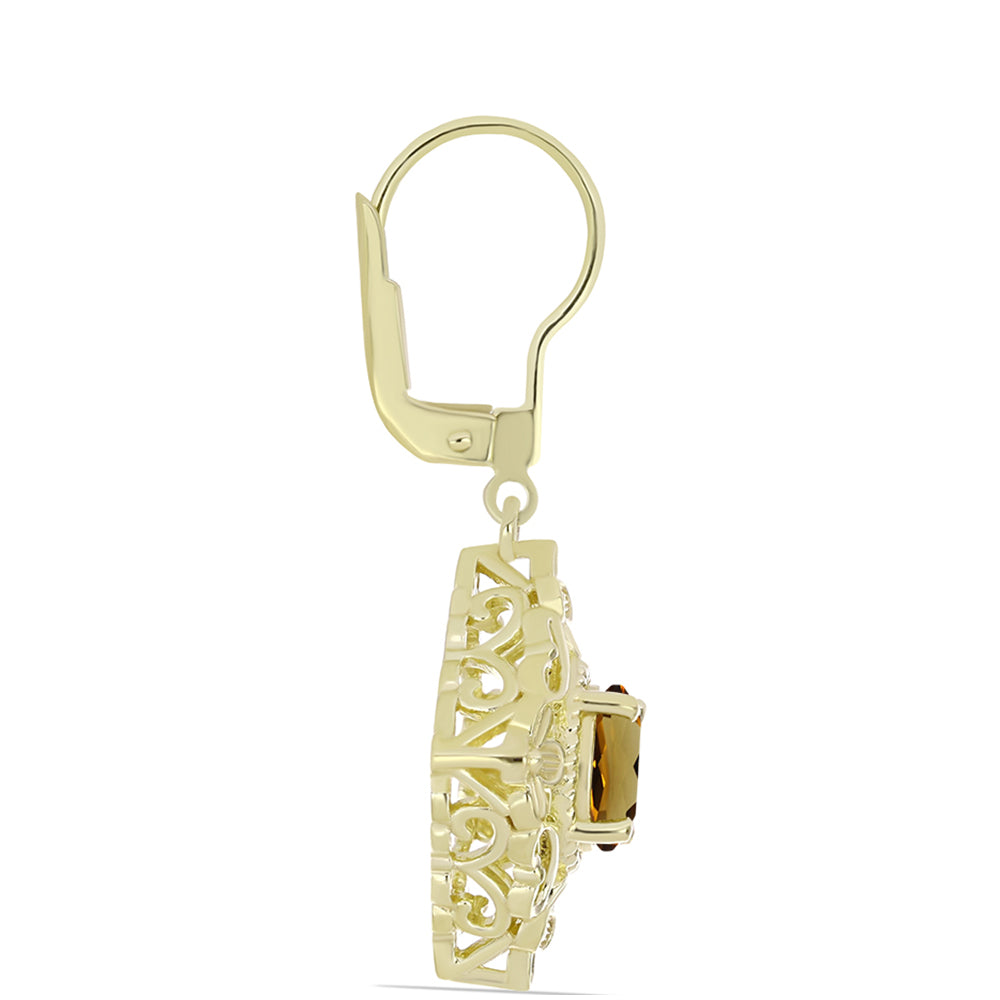 Goldplattierte Silberohrringe mit Cognac-Quarz 2 