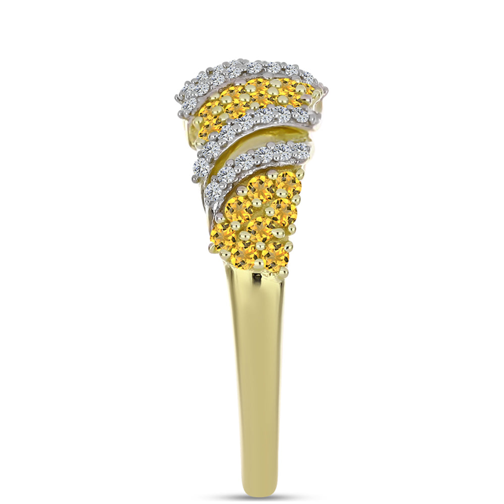 Goldplattierter Silberring mit Cognac-Quarz und weißem Topas 4 