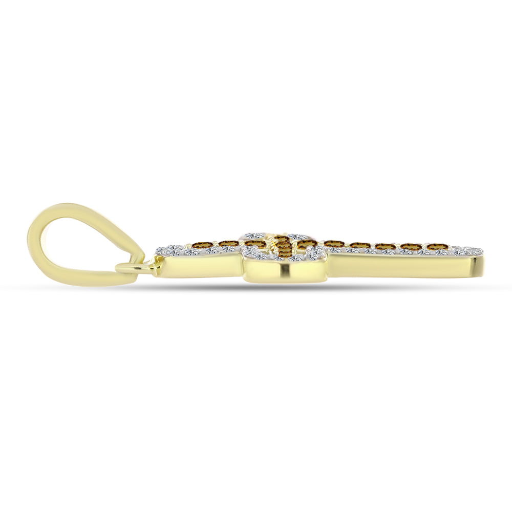 Goldplattierter Silberanhänger mit Cognac-Quarz und weißem Topas 4 
