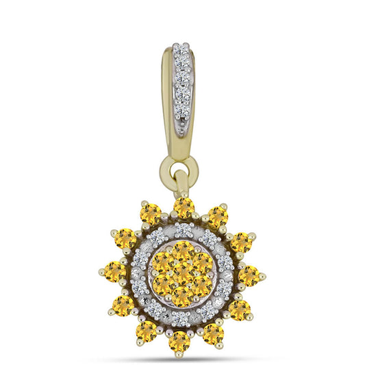 Goldplattierter Silberanhänger mit Cognac-Quarz und weißem Topas