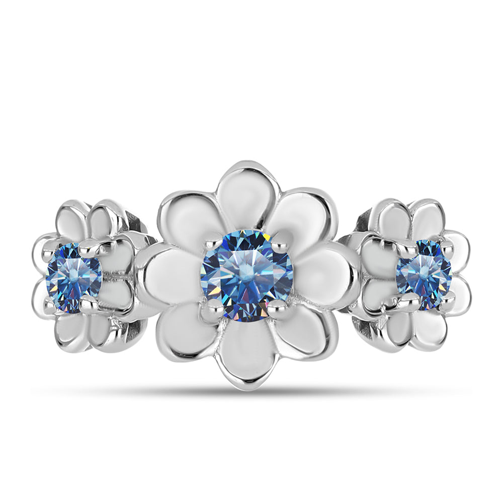 Silberring mit Ozeanblauem Moissanit 1 