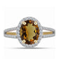 Goldplattierter Silberring mit Cognac-Quarz und weißem Topas