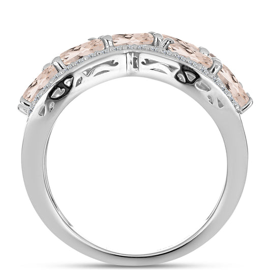 Silberring mit Morganit aus Gozareh und weißem Topas