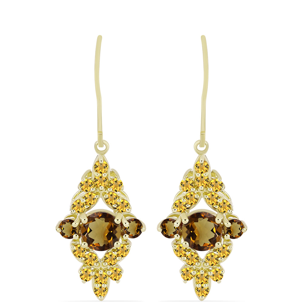 Goldplattierte Silberohrringe mit Cognac-Quarz und Zitrin 1 