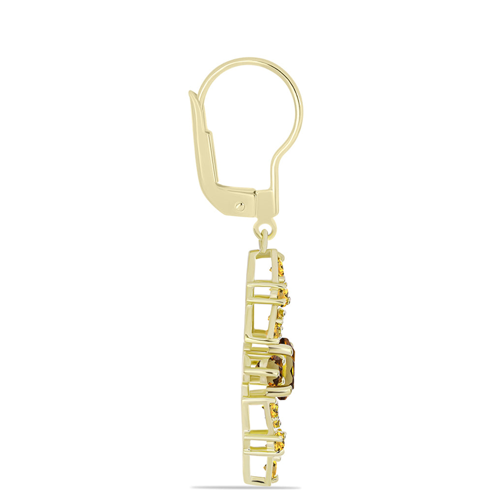 Goldplattierte Silberohrringe mit Cognac-Quarz und Zitrin